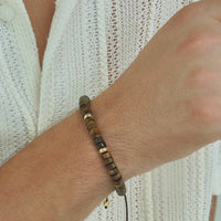 ALEXANDER LYNGGAARD Tiger Eye Heishi Braided 6mm Bracelets Brown