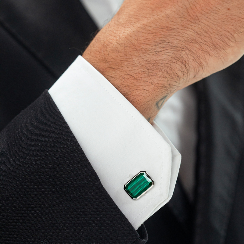 ALEXANDER LYNGGAARD Cufflinks Rectangle Malachite Cufflinks