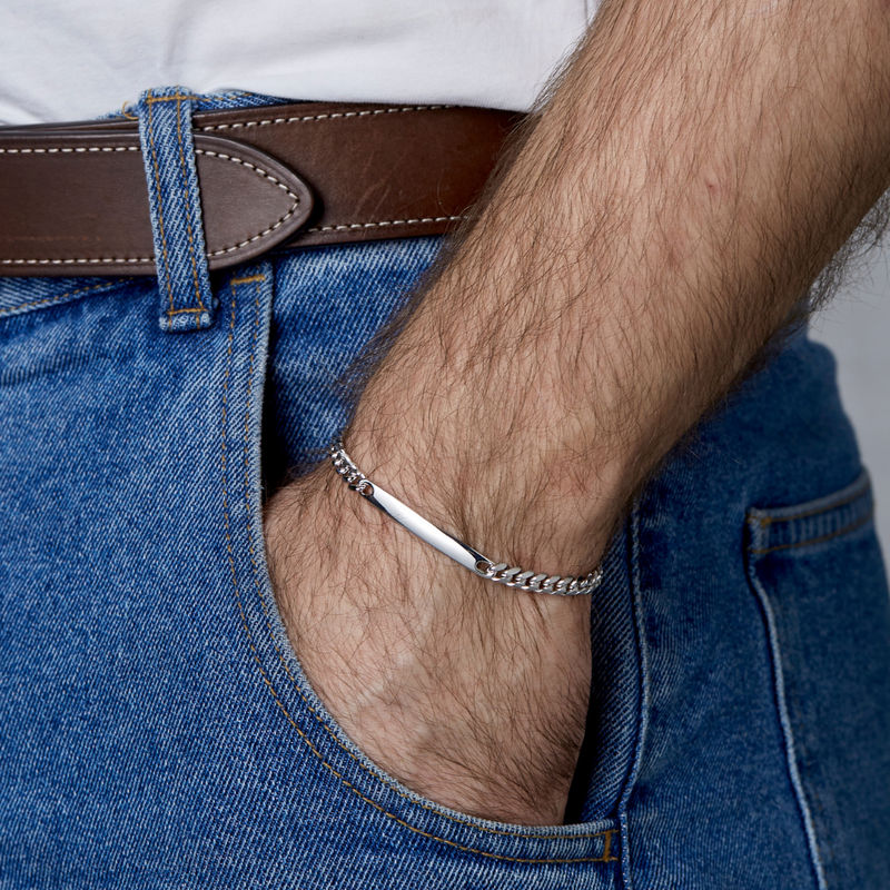 ALEXANDER LYNGGAARD Curb Chain & ID Tag 5mm Bracelets