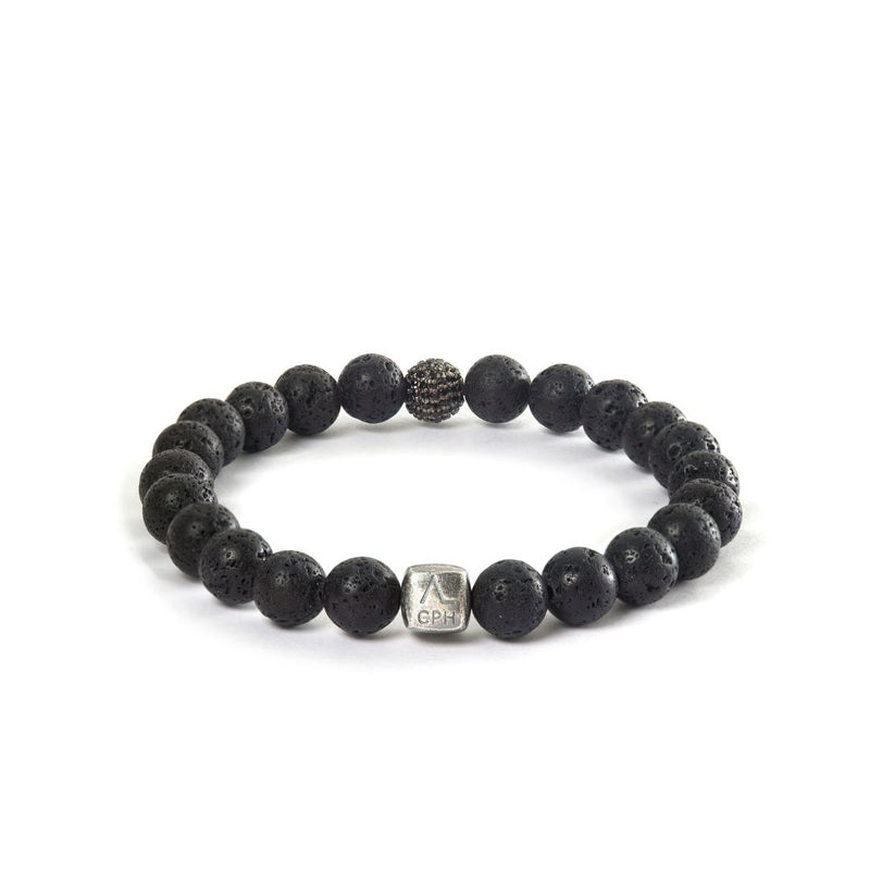 ALEXANDER LYNGGAARD Lava Stone & Black Diamond Bead 8mm Bracelets
