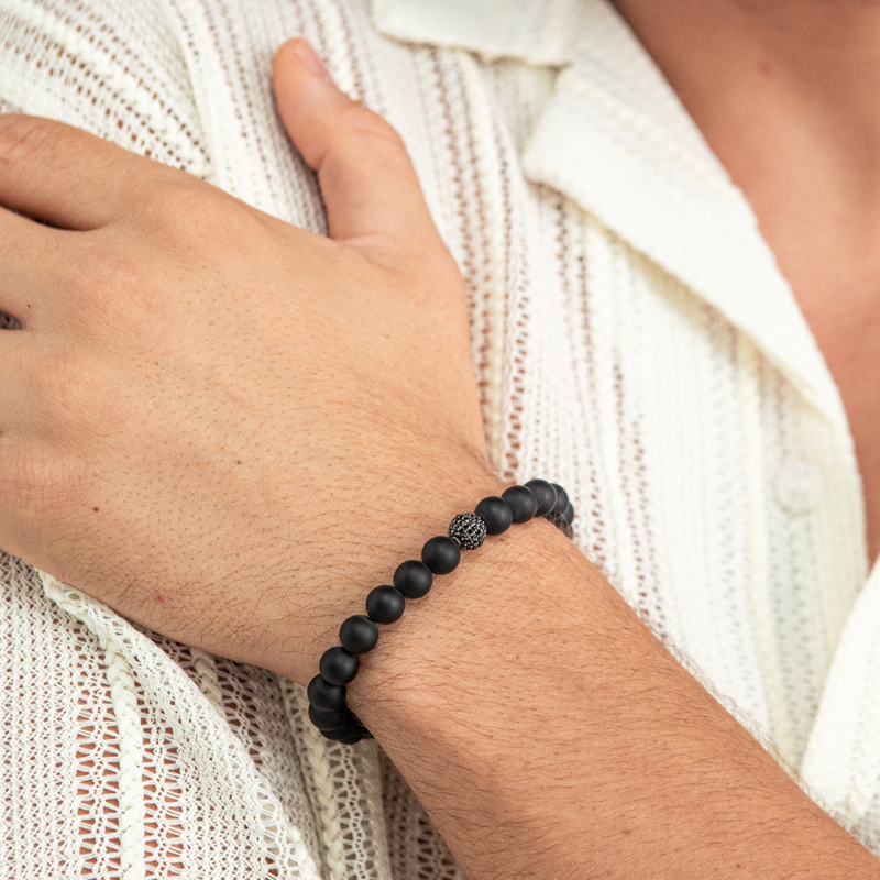 ALEXANDER LYNGGAARD Onyx Matte & Black Diamond Bead 8mm Bracelets
