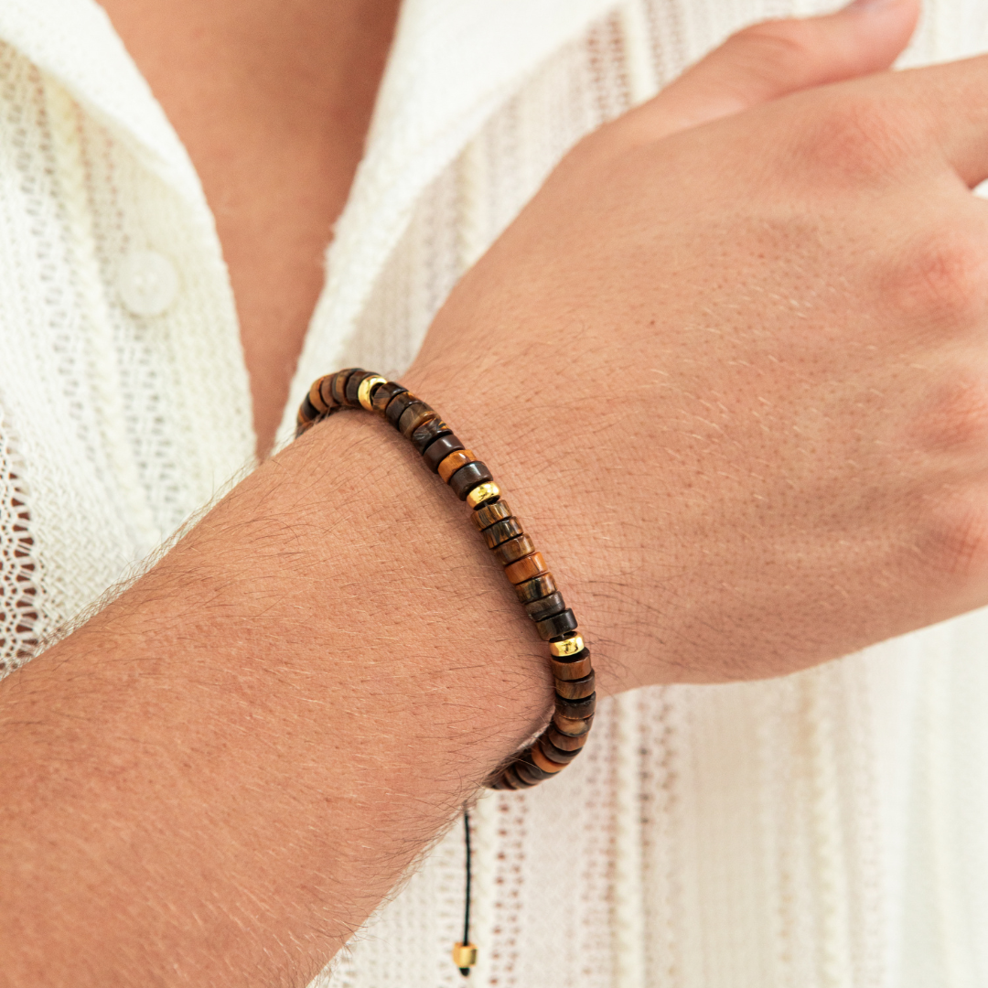 ALEXANDER LYNGGAARD Tiger Eye Heishi Braided 6mm Bracelets