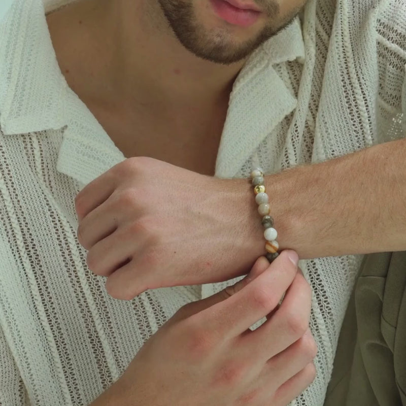 ALEXANDER LYNGGAARD Bamboo Leaf Agate Braided 8mm Bracelets