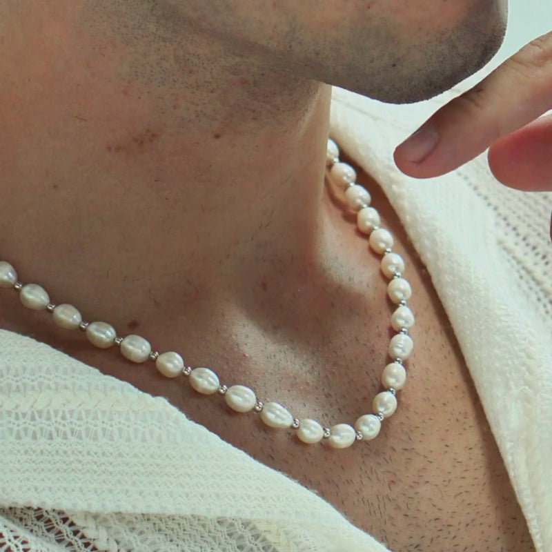 ALEXANDER LYNGGAARD Pearl & Silver Bead Necklace 8mm Necklaces