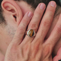 ALEXANDER LYNGGAARD Oval Signet Ring Tiger Eye Rings