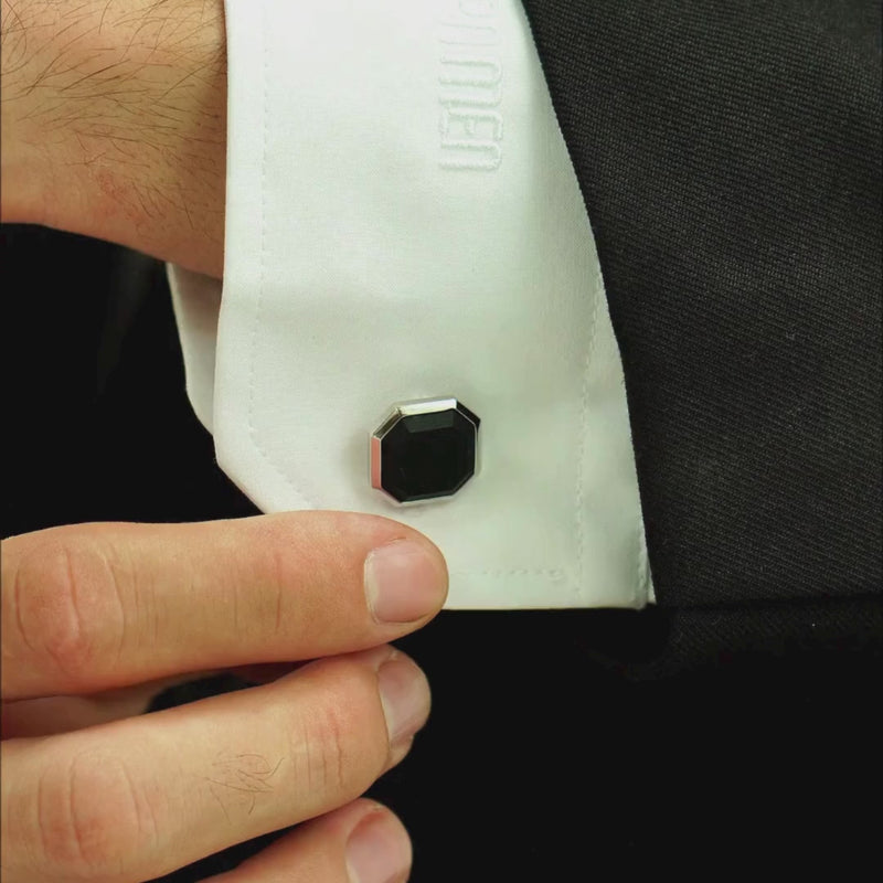 ALEXANDER LYNGGAARD Cufflinks Square Facet Onyx Matte Cufflinks
