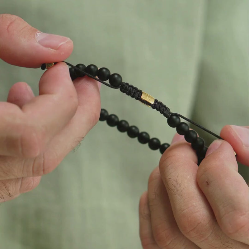 ALEXANDER LYNGGAARD Onyx Matte Braided 6mm Bracelets Black