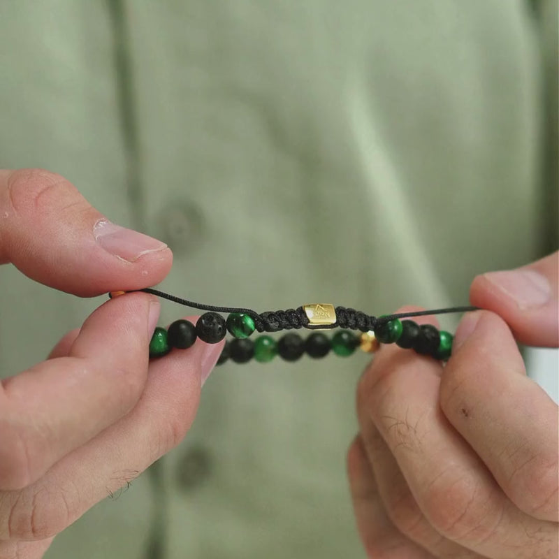 ALEXANDER LYNGGAARD Tuscany Braided 6mm Bracelets Black / Green