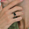 ALEXANDER LYNGGAARD Rectangle Signet Ring Silver Obsidian Rings