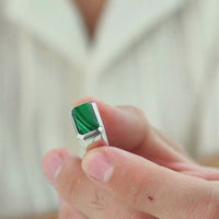 ALEXANDER LYNGGAARD Rectangle Signet Ring Malachite Rings