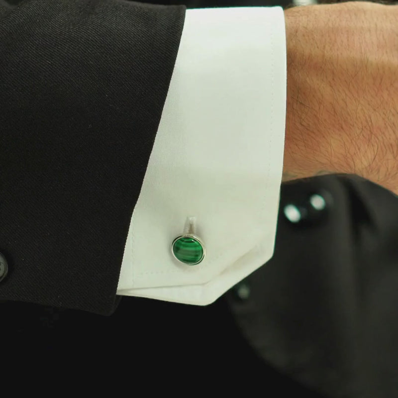 ALEXANDER LYNGGAARD Cufflinks Round Malachite Cufflinks