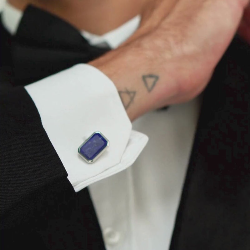 ALEXANDER LYNGGAARD Cufflinks Rectangle Lapis Cufflinks Blue