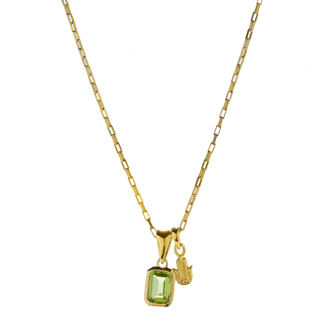 Hope Peridot & Hamsa Gold Necklace